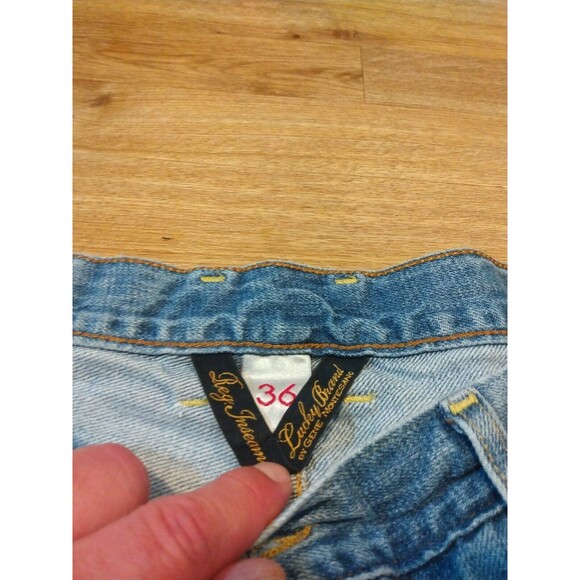 VTG Lucky Brand 165 Jeans Mens 36x32 Straight Leg Dark Wash Blue Denim Distress - Picture 4 of 14